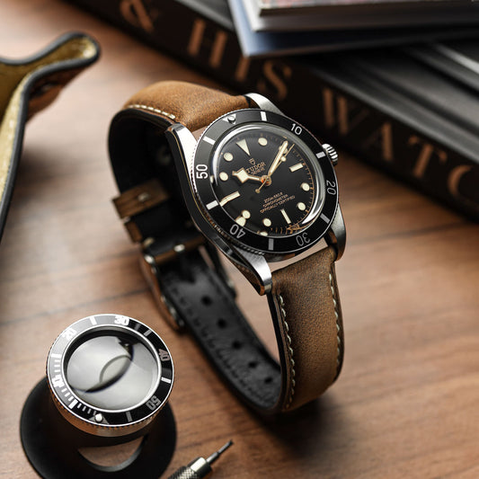 Original Highley Padded Crazy Horse Italian Leather Watch Strap - Gold