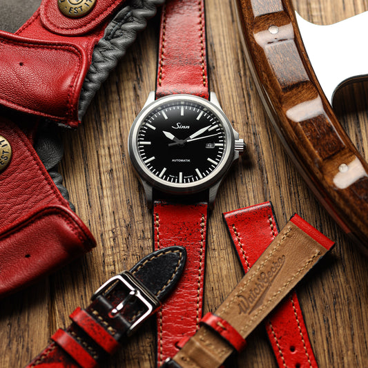 Radstock Vintage Genuine Leather Watch Strap - Bright Red