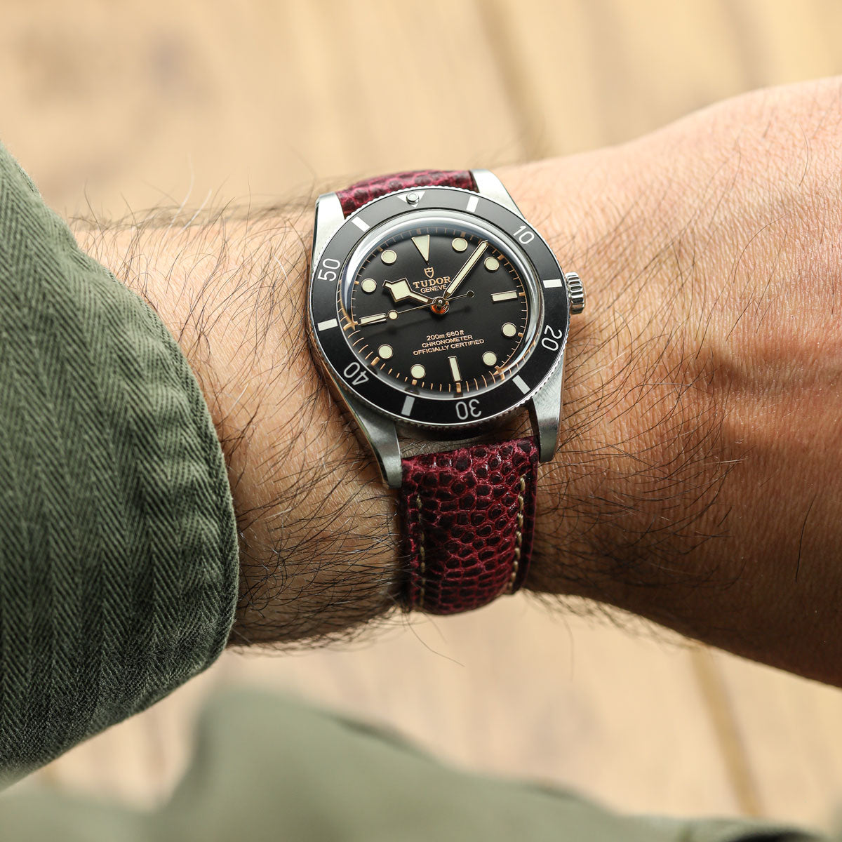 WatchGecko Adassa Classic Caviar Leather Watch Strap - Oxblood