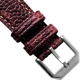 Adassa Padded Leather Watch Strap - Caviar Oxblood Red