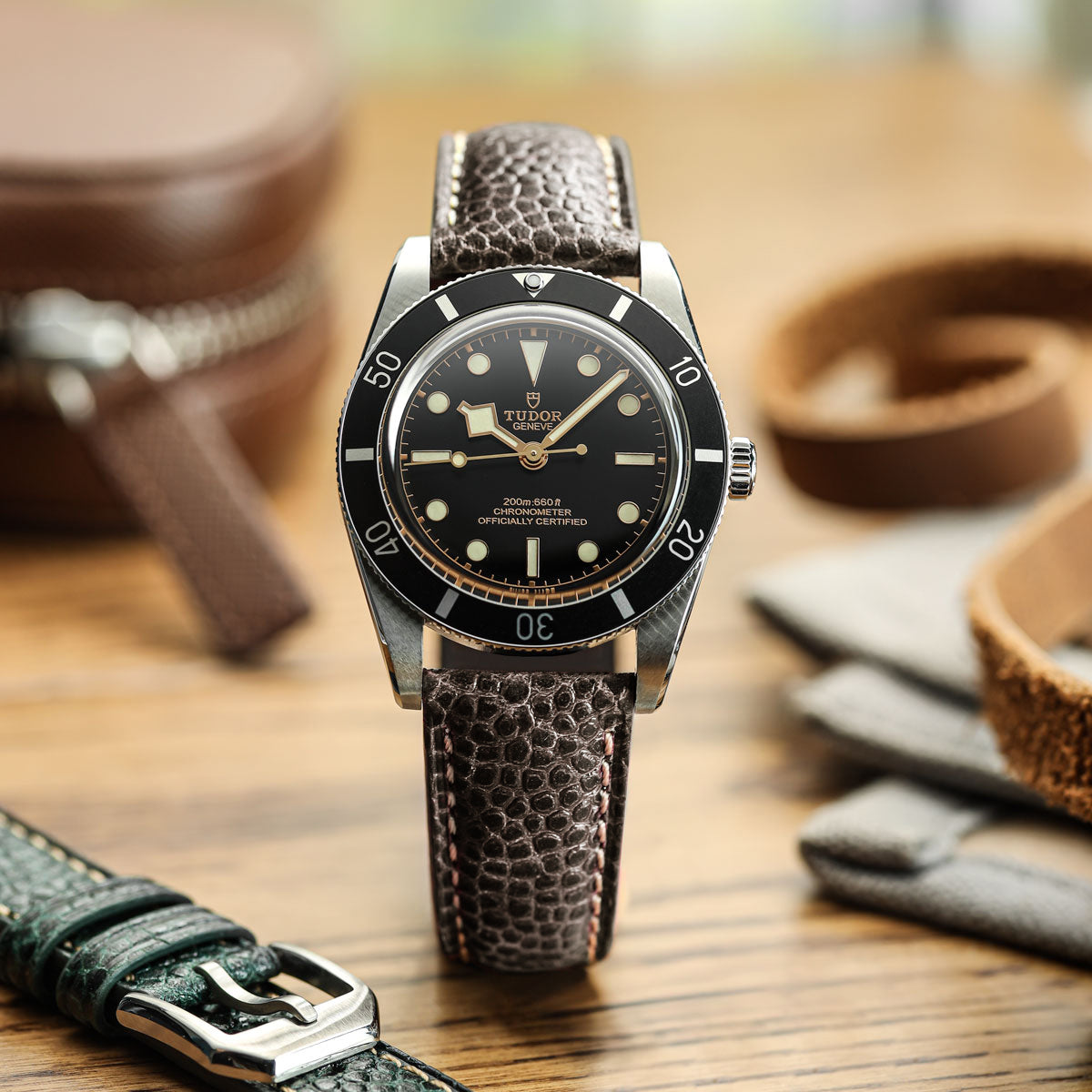 WatchGecko Adassa Classic Caviar Leather Watch Strap - Coffee