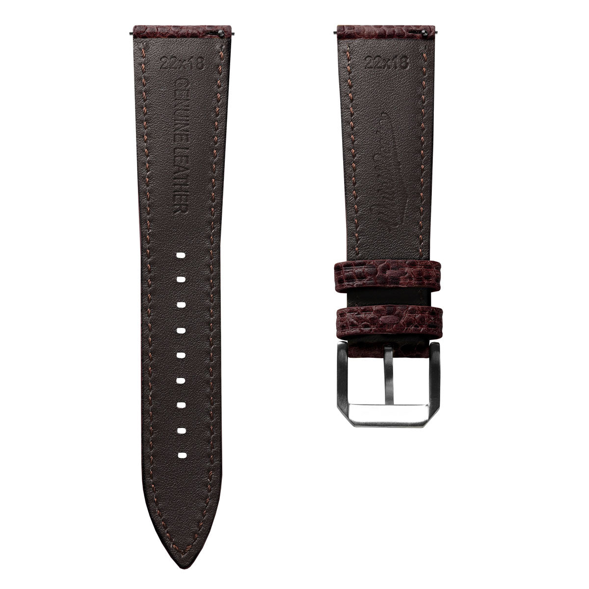 WatchGecko Adassa Classic Caviar Leather Watch Strap - Coffee