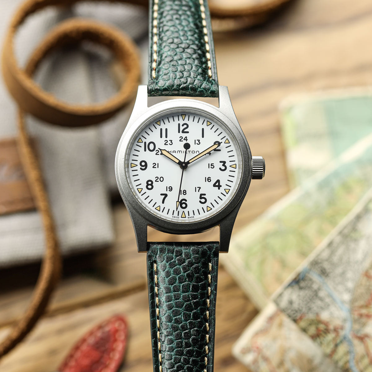WatchGecko Adassa Caviar Leather Watch Strap - Forest