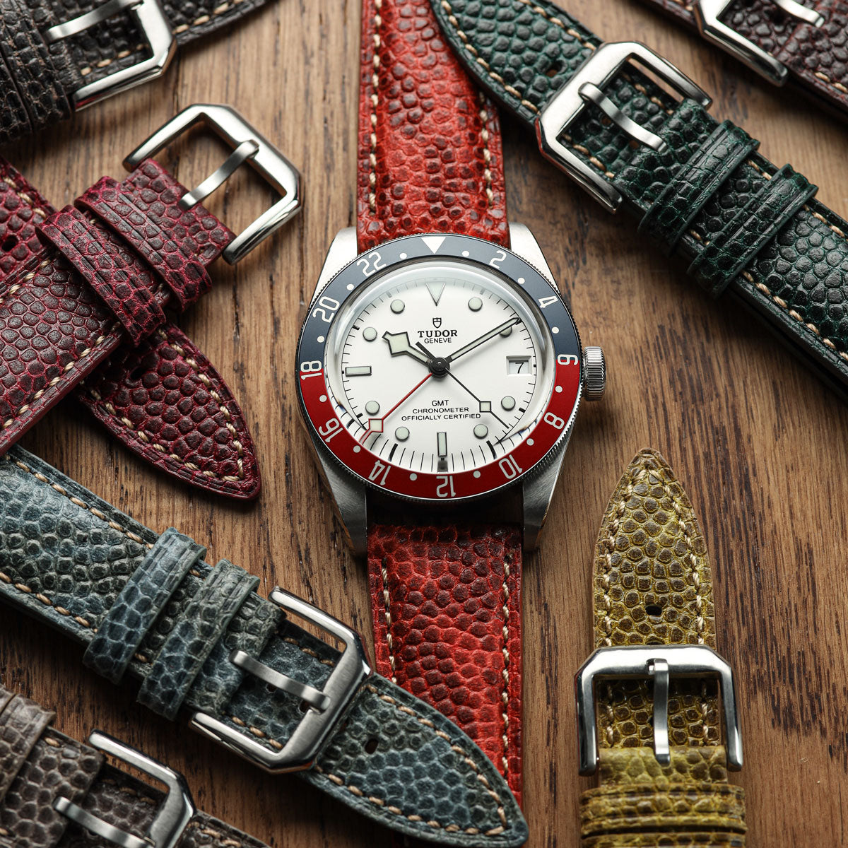 Adassa Padded Leather Watch Strap - Caviar Coffee Brown