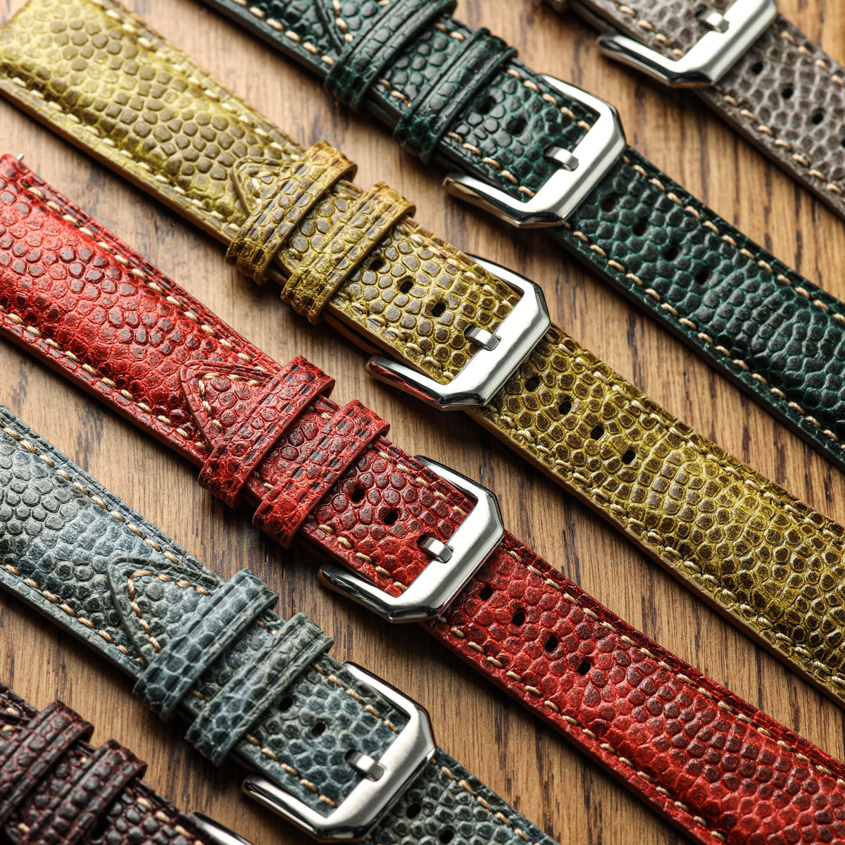 Adassa Padded Leather Watch Strap - Caviar Ochre Yellow