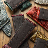 Adassa Padded Leather Watch Strap - Caviar Oxblood Red