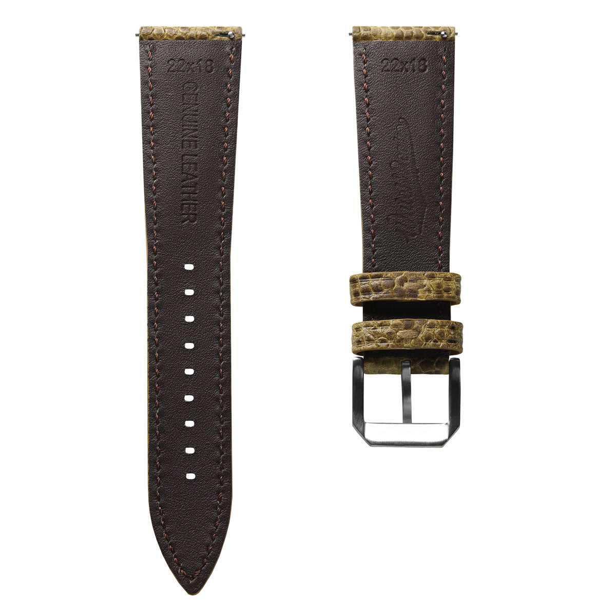 Adassa Padded Leather Watch Strap - Caviar Ochre Yellow
