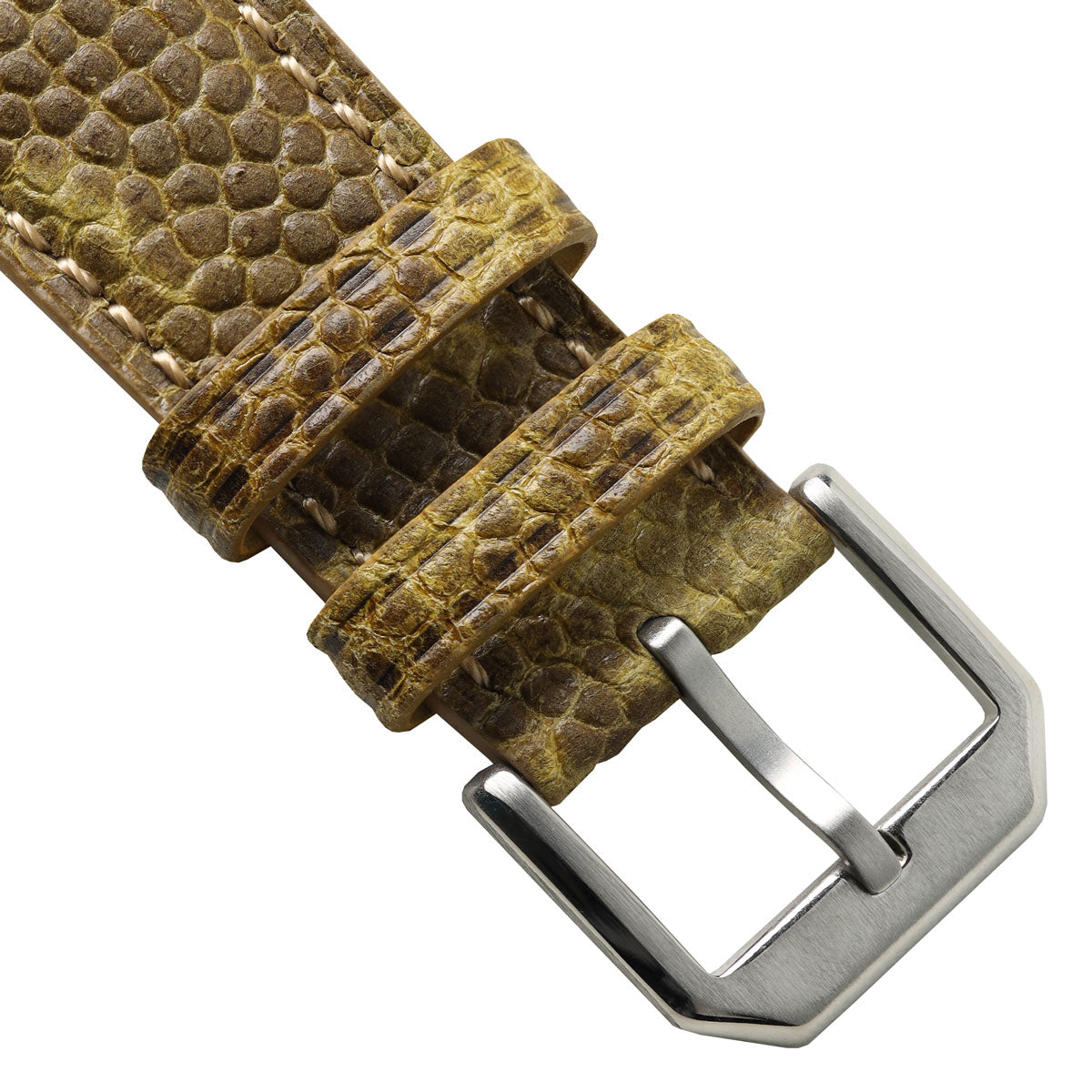 Adassa Padded Leather Watch Strap - Caviar Ochre Yellow