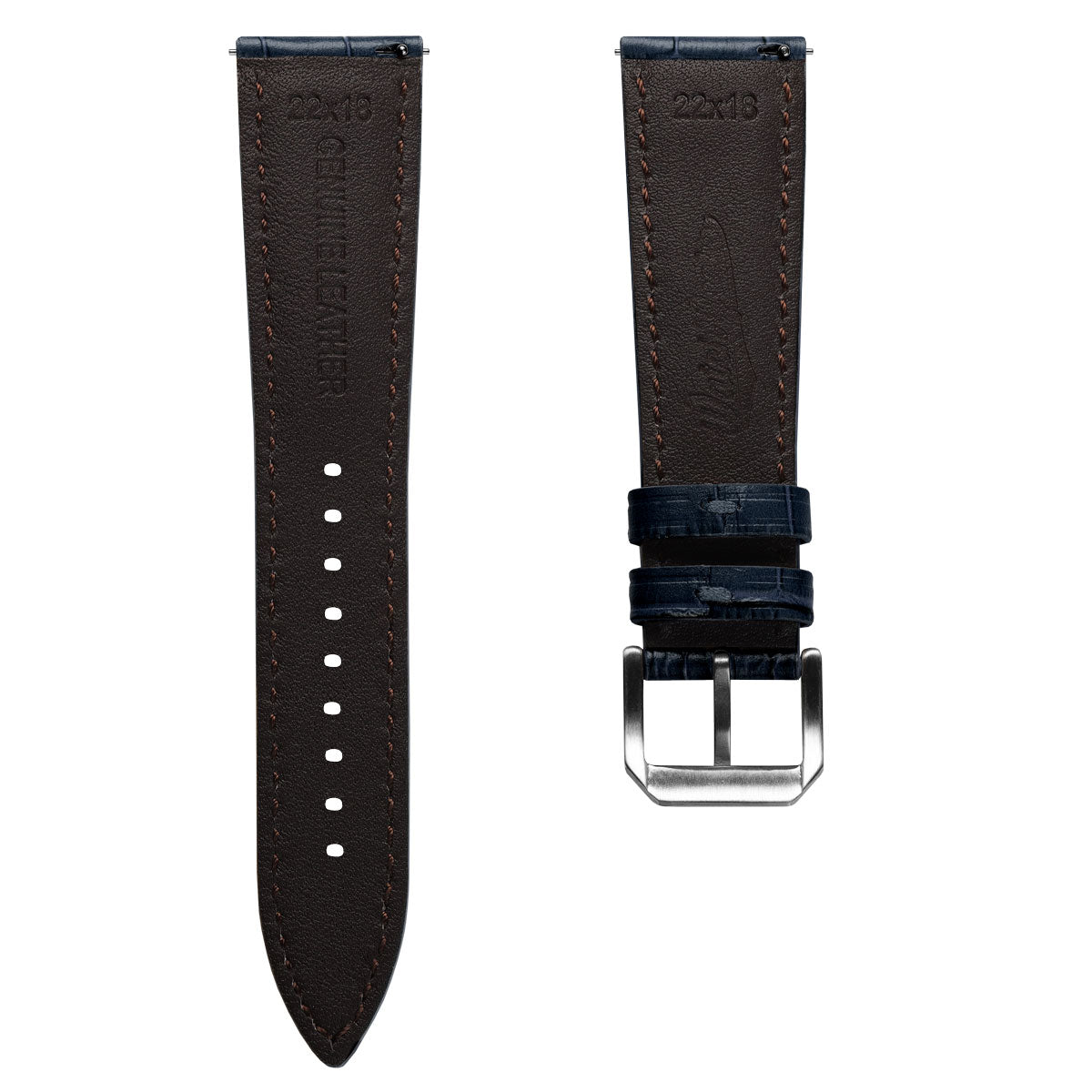 Carolina Gator Print Genuine Leather Watch Strap - Blue