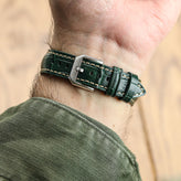 Carolina Gator Print Genuine Leather Watch Strap - Green