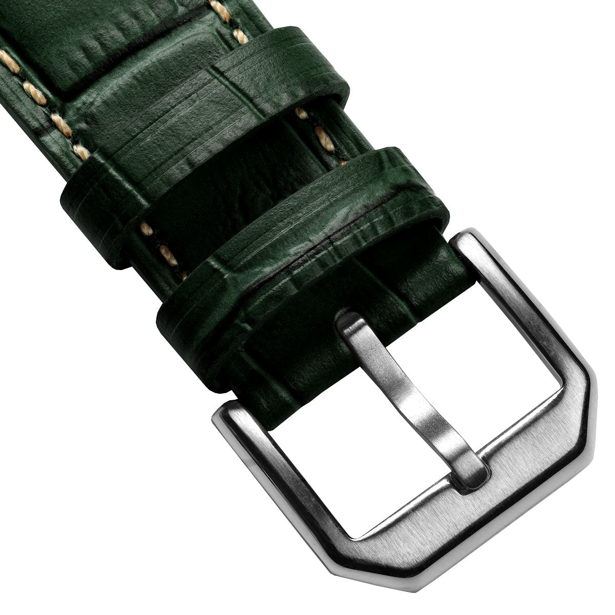 Carolina Gator Print Genuine Leather Watch Strap - Green