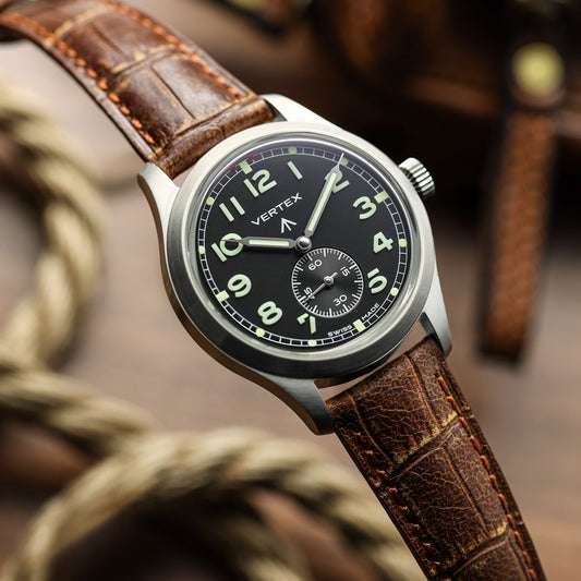 Carolina Gator Print Genuine Leather Watch Strap - Vintage Matt Light Brown