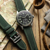 Brixham Flat Leather Watch Strap - Vintage Tan