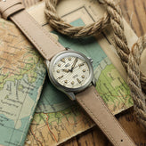 Brixham Flat Leather Watch Strap - Pastel Beige
