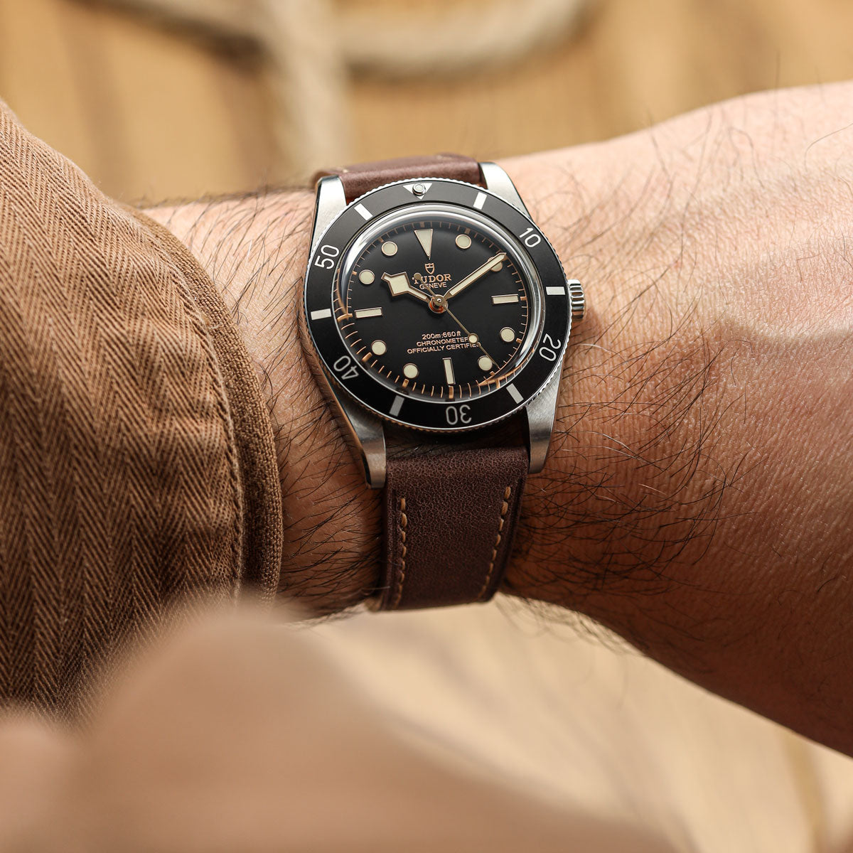 Flat Leather Watch Strap - Pastel Chestnut Brown