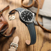 Brixham Special Buckle Vintage Leather Watch Strap - Dark Blue on Sinn
