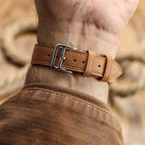 WatchGecko Brixham Special Buckle Vintage Leather Watch Strap - Light Brown