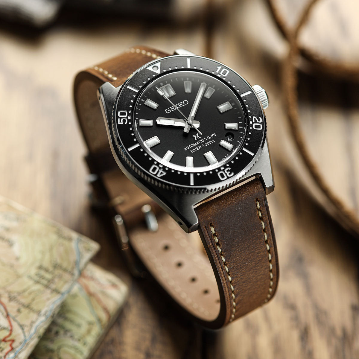 Brixham Flat Leather Watch Strap - Vintage Tan