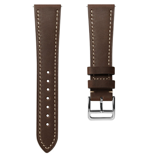 Brixham Flat Leather Watch Strap - Crazy Horse Vintage Chestnut
