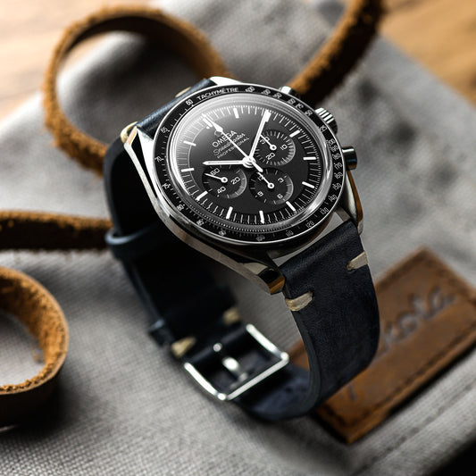 Classic Simple Handmade Italian Leather Watch Strap - Blue