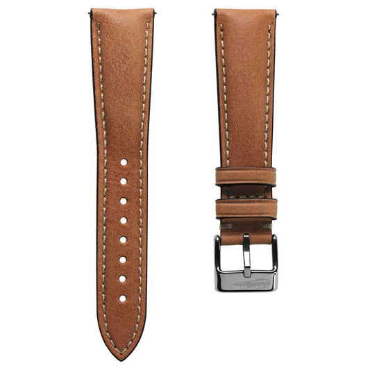 Classic Padded Genuine Leather Watch Strap - Light Brown