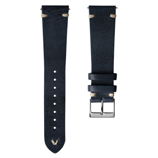 Classic Simple Handmade Italian Leather Watch Strap - Blue