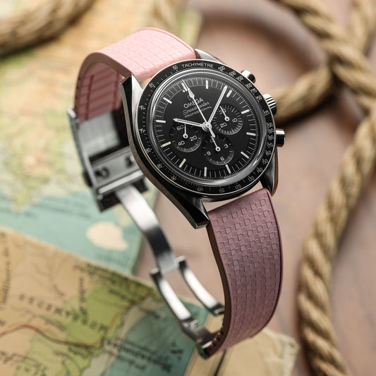 Mosaic CTS Rubber Watch Strap with Push Button Buckle - Candy Pink