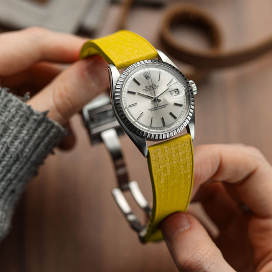 Mosaic CTS Rubber Watch Strap with Push Button Buckle - Canary Yellow