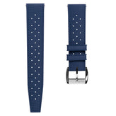 Vintage Style Perforated Rubber Watch Strap - Blue