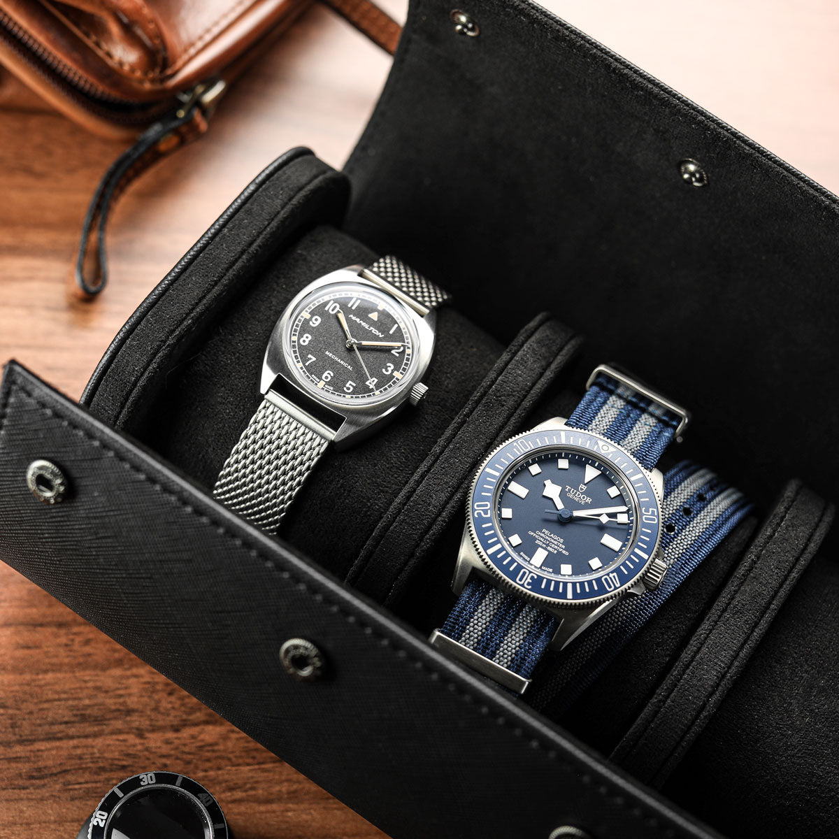 WatchGecko 3 Watch Travel Roll Case - Black