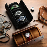 WatchGecko 3 Watch Travel Roll Case - Brown