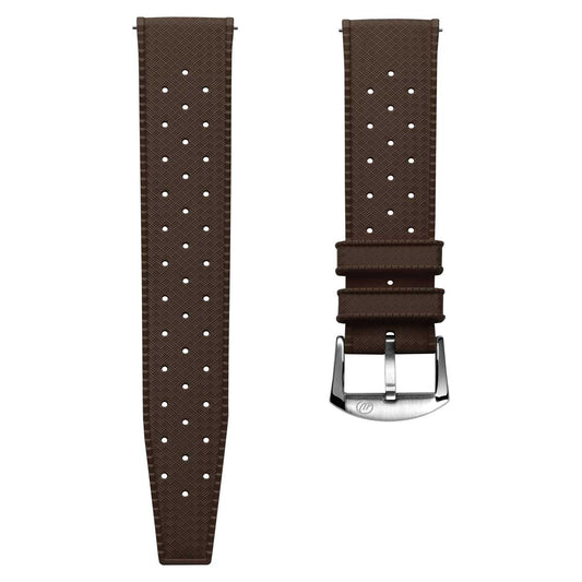 Vintage Style Perforated Rubber Watch Strap - Brown