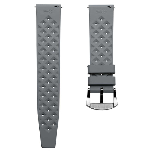 Vintage Style Perforated Rubber Watch Strap - Grey