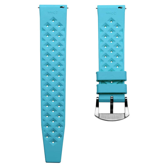 Vintage Style Perforated Rubber Watch Strap - Light Blue