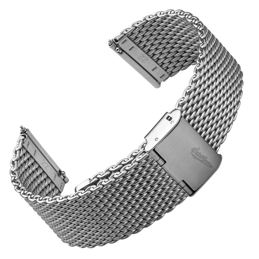 Classic Style Stainless Steel Milanese Mesh Watch Strap - Satin Brushed