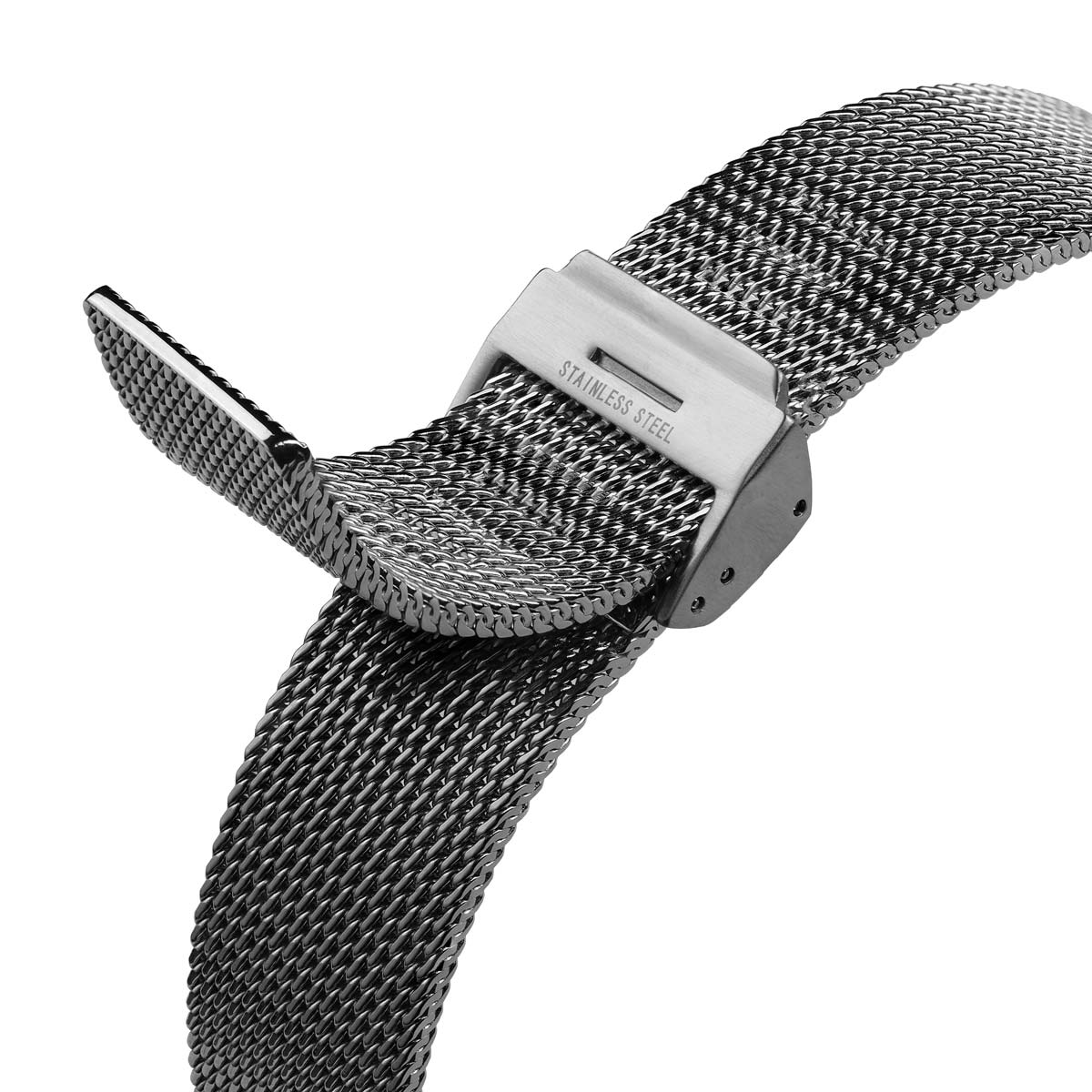 WatchGecko Oblique Milanese Mesh Stainless Steel Watch Strap - Polished