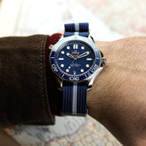 WatchGecko Ridge British Military Watch Strap - Navy & White Stripe