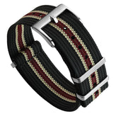 WatchGecko Ridge British Military Watch Strap - Black, Beige & Red