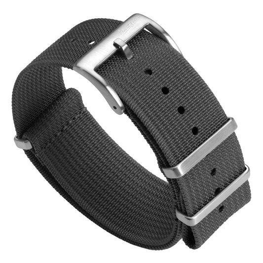 WatchGecko Ridge Military Nylon Watch Strap - Dark Grey