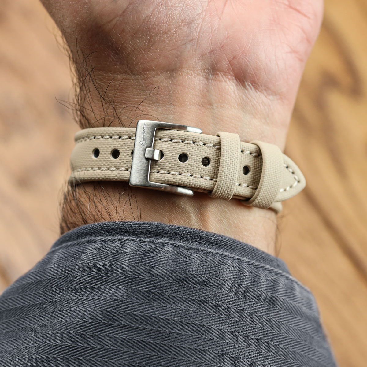 WatchGecko Padded Sailcloth Strap - Beige
