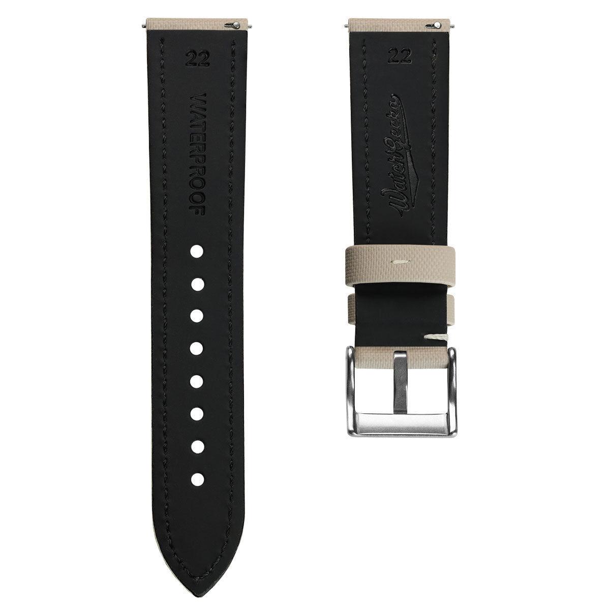 WatchGecko Padded Sailcloth Strap - Beige