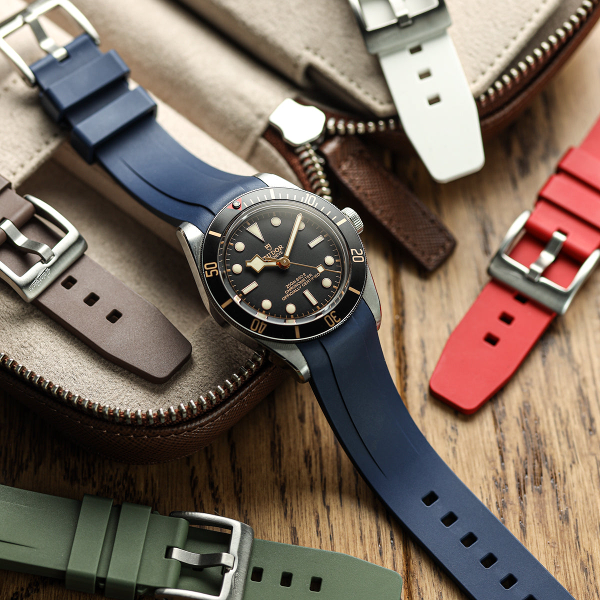 WatchGecko Premium Rubber Watch Strap to fit Tudor Black Bay 58 - Green