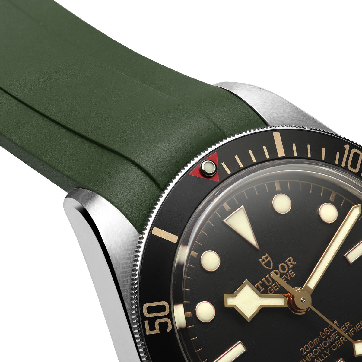 WatchGecko Tudor Black Bay 58 Style Rubber Watch Strap - Green