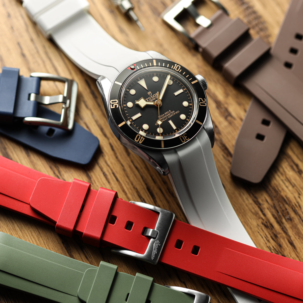 WatchGecko Premium Rubber Watch Strap to fit Tudor Black Bay 58 - Black