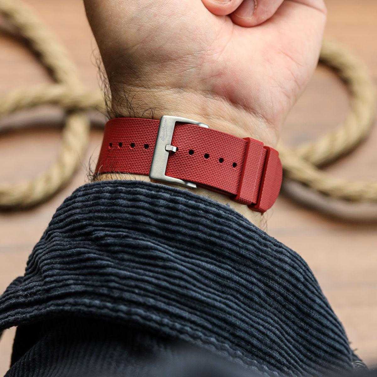 TidalPass British Military FKM Rubber Watch Strap - Burgundy