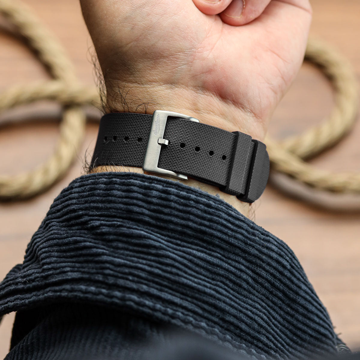 TidalPass British Military FKM Rubber Watch Strap - Black