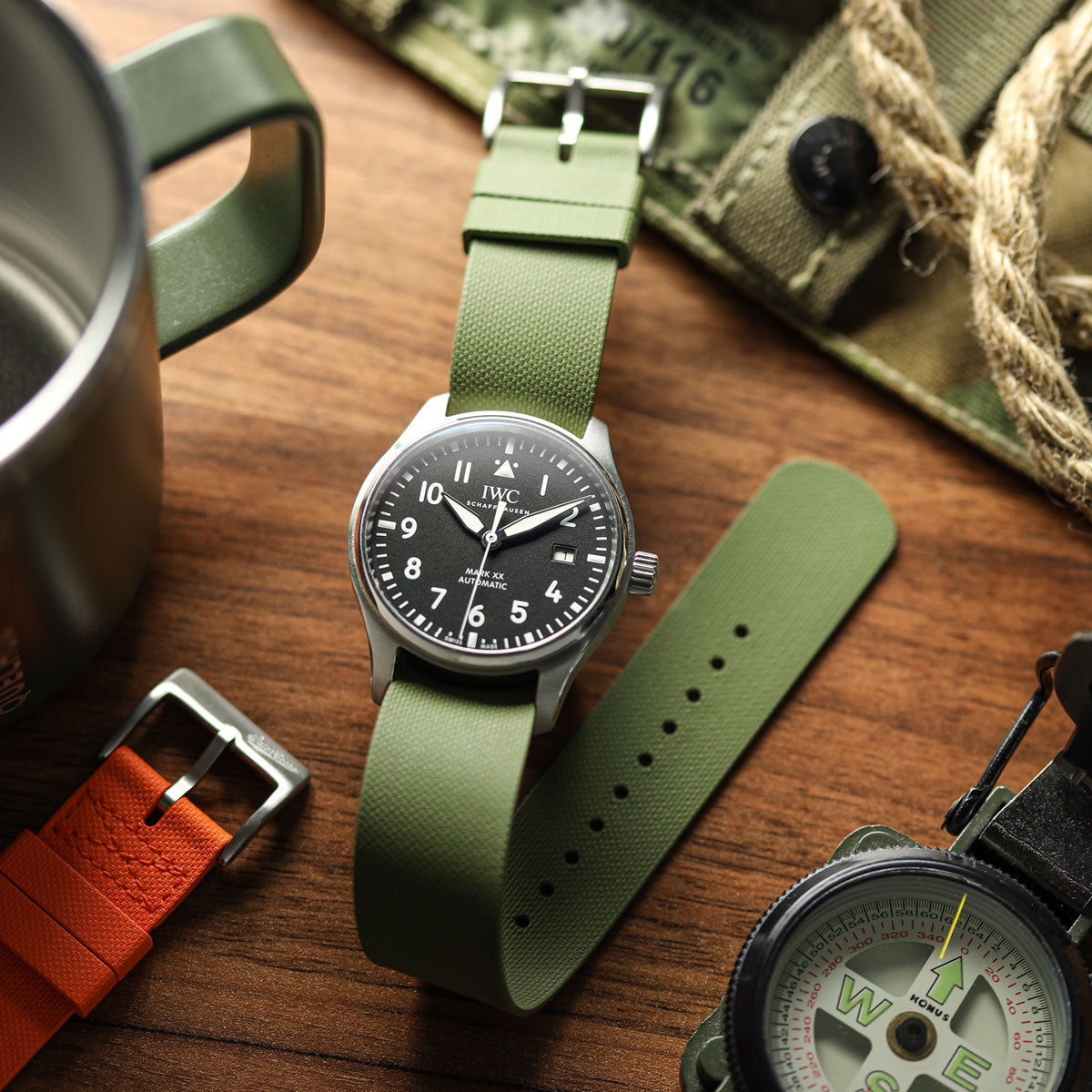 TidalPass British Military FKM Rubber Watch Strap - Green