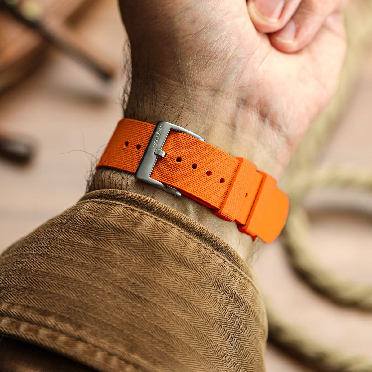 TidalPass British Military FKM Rubber Watch Strap - Orange
