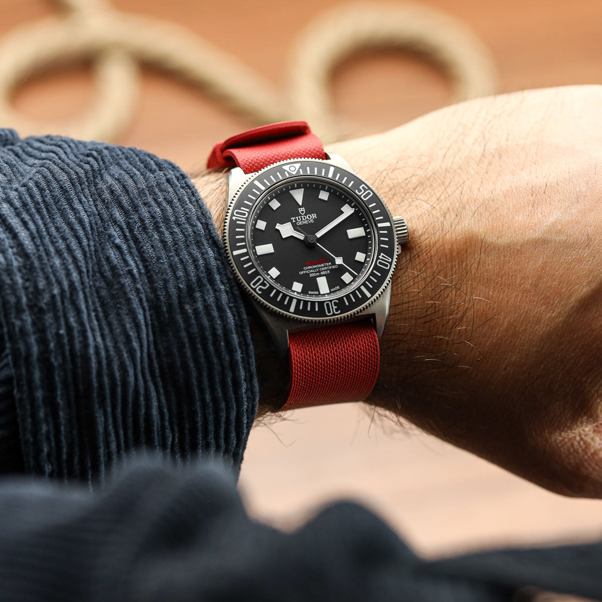 TidalPass British Military FKM Rubber Watch Strap - Red