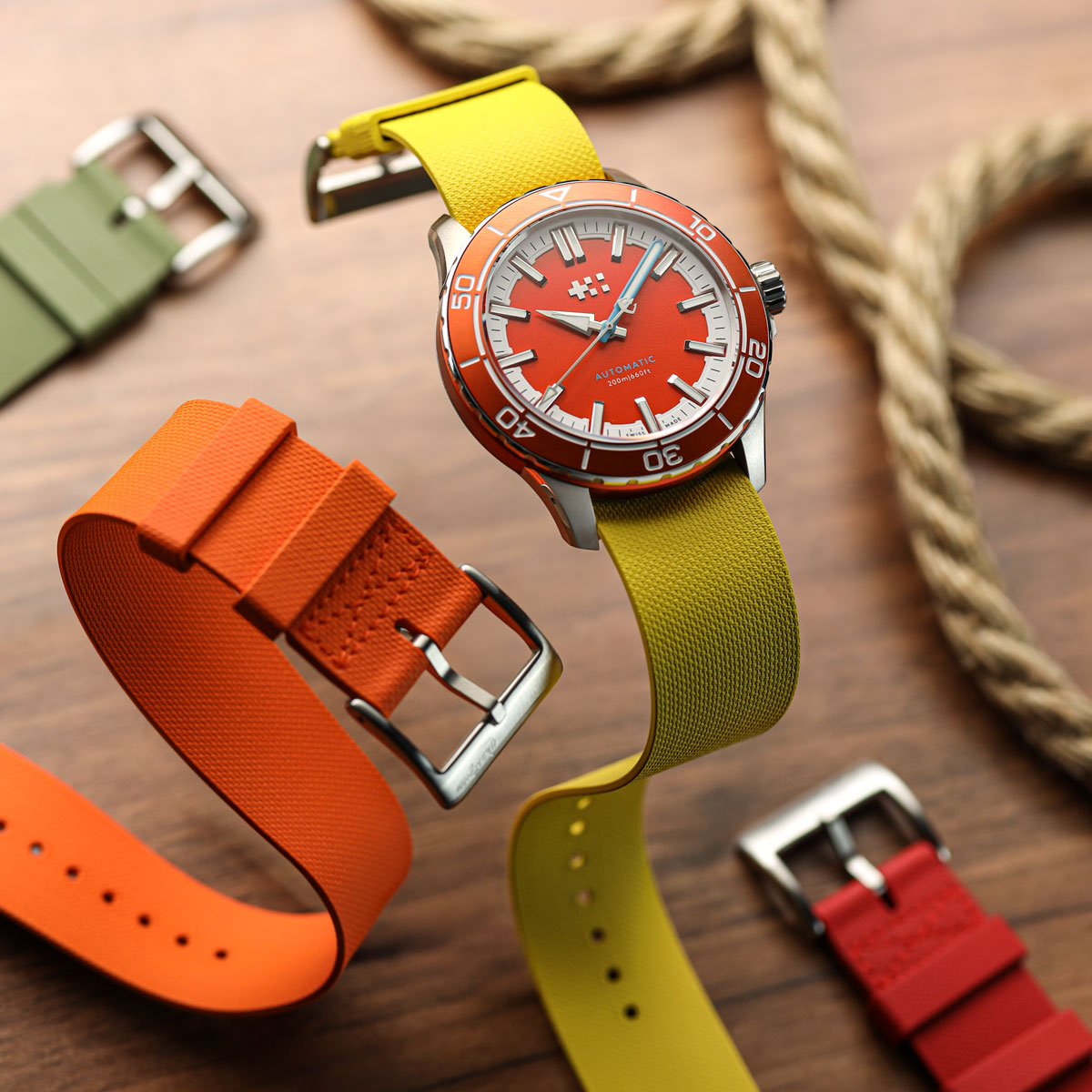 TidalPass British Military FKM Rubber Watch Strap - Yellow